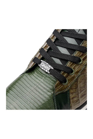 Marco Di Milano Portici Green & Olive Exotic Lizard / Crocodile Casual Sneakers (MDM1016)
