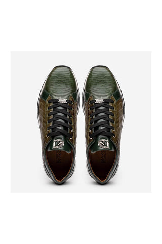 Marco Di Milano Portici Green & Olive Exotic Lizard / Crocodile Casual Sneakers (MDM1016)