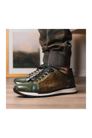Marco Di Milano Portici Green & Olive Lizard / Crocodile Casual Sneakers (MDM1016)