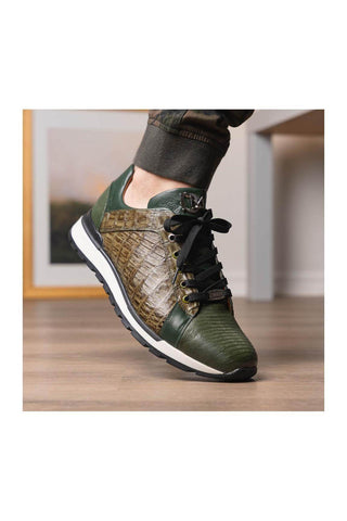 Marco Di Milano Portici Green & Olive Lizard / Crocodile Casual Sneakers (MDM1016)