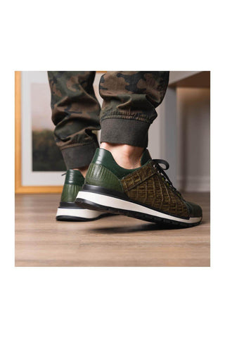 Marco Di Milano Portici Green & Olive Lizard / Crocodile Casual Sneakers (MDM1016)