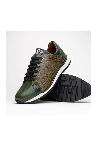 Marco Di Milano Portici Green & Olive Lizard / Crocodile Casual Sneakers (MDM1016)