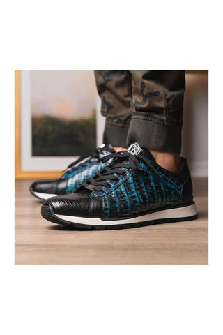 Marco Di Milano Portici Navy & Black Exotic Lizard / Crocodile Casual Sneakers (MDM1016)