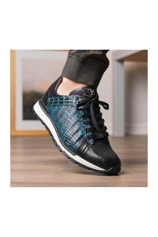 Marco Di Milano Portici Navy & Black Exotic Lizard / Crocodile Casual Sneakers (MDM1016)