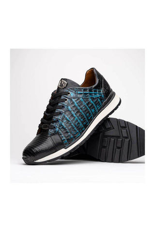 Marco Di Milano Portici Navy & Black Exotic Lizard / Crocodile Casual Sneakers (MDM1016)