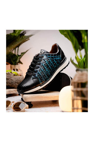 Marco Di Milano Portici Navy & Black Exotic Lizard / Crocodile Casual Sneakers (MDM1016)