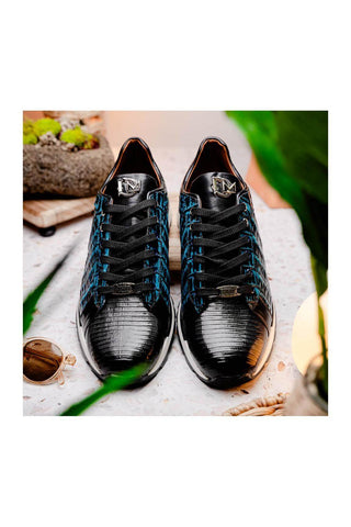 Marco Di Milano Portici Navy & Black Exotic Lizard / Crocodile Casual Sneakers (MDM1016)