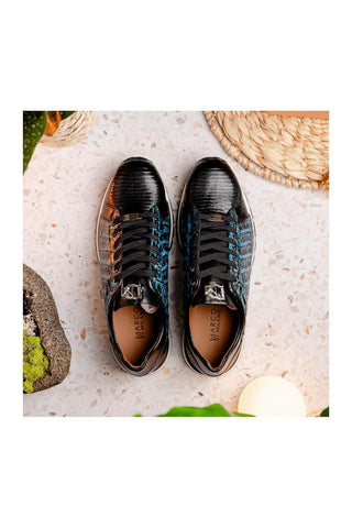 Marco Di Milano Portici Navy & Black Lizard / Crocodile Casual Sneakers (MDM1016)