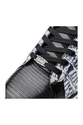 Marco Di Milano Portici Newspaper & Black Exotic Lizard / Crocodile Casual Sneakers (MDM1016)