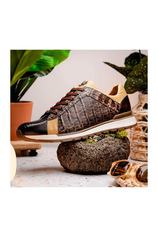 Marco Di Milano Portici Orix & Brown Exotic Lizard / Crocodile Casual Sneakers (MDM1016)