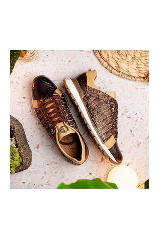 Marco Di Milano Portici Orix & Brown Exotic Lizard / Crocodile Casual Sneakers (MDM1016)