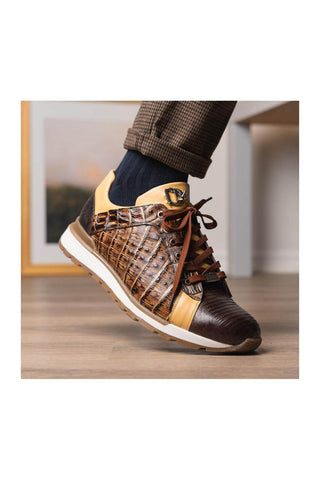 Marco Di Milano Portici Orix & Brown Exotic Lizard / Crocodile Casual Sneakers (MDM1016)