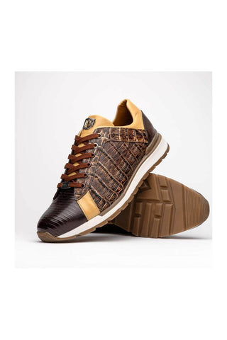 Marco Di Milano Portici Orix & Brown Exotic Lizard / Crocodile Casual Sneakers (MDM1016)