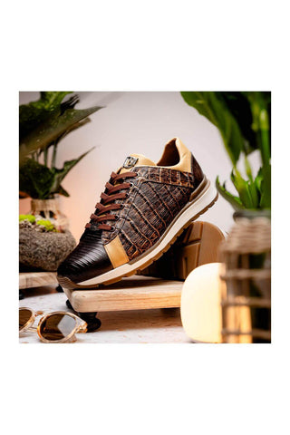 Marco Di Milano Portici Orix & Brown Exotic Lizard / Crocodile Casual Sneakers (MDM1016)