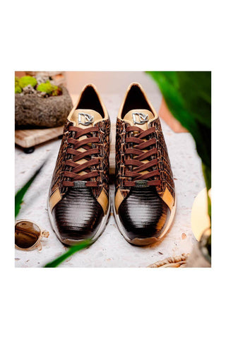 Marco Di Milano Portici Orix & Brown Exotic Lizard / Crocodile Casual Sneakers (MDM1016)