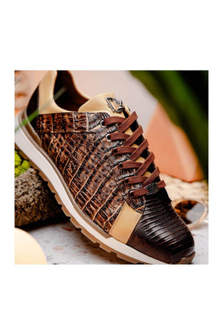 Marco Di Milano Portici Orix & Brown Exotic Lizard / Crocodile Casual Sneakers (MDM1016)