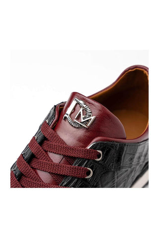Marco Di Milano Portici Wine & Black Exotic Lizard / Crocodile Casual Sneakers (MDM1016)