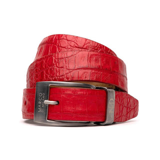 Marco Di Milano Red Genuine Exotic Crocodile Men's Belts (MDMB1024)-AmbrogioShoes