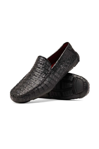 Marco Di Milano Remo Black Crocodile Moccasin Driver Loafers (MDM1188)