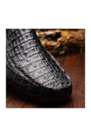 Marco Di Milano Remo Black Crocodile Moccasin Driver Loafers (MDM1188)