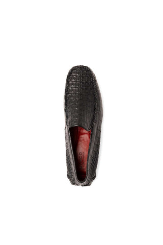 Marco Di Milano Remo Black Exotic Crocodile Moccasin Driver Loafers (MDM1188)