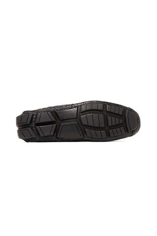 Marco Di Milano Remo Black Exotic Crocodile Moccasin Driver Loafers (MDM1188)