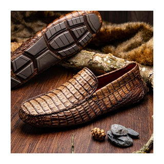Marco Di Milano Remo Brown Crocodile Moccasin Driver Loafers (MDM1188)