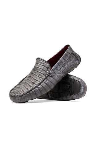 Marco Di Milano Remo Gray Crocodile Moccasin Driver Loafers (MDM1188)