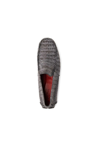 Marco Di Milano Remo Gray Exotic Crocodile Moccasin Driver Loafers (MDM1188)
