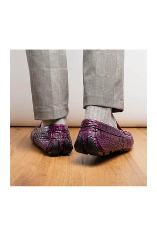 Marco Di Milano Remo Purple Crocodile Moccasin Driver Loafers (MDM1188)