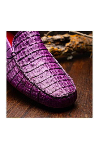 Marco Di Milano Remo Purple Crocodile Moccasin Driver Loafers (MDM1188)