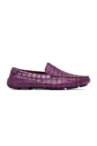 Marco Di Milano Remo Purple Crocodile Moccasin Driver Loafers (MDM1188)