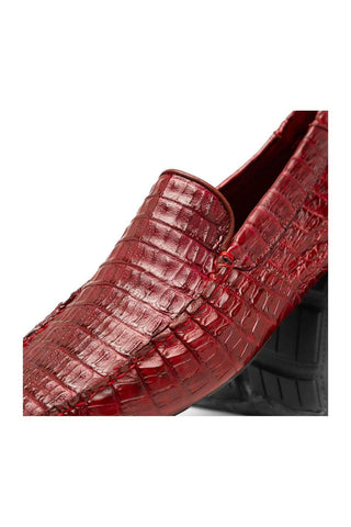 Marco Di Milano Remo Wine Crocodile Moccasin Driver Loafers (MDM1188)
