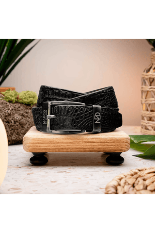 Marco Di Milano Riccardo Men's Black Genuine Crocodile Belts (MDMB1050)