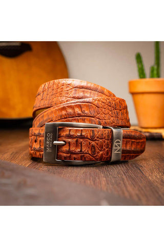 Marco Di Milano Riccardo Men's Brandy Genuine Crocodile Belts (MDMB1050)