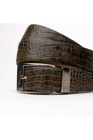 Marco Di Milano Riccardo Men's Rustic Olive Genuine Crocodile Belts (MDMB1050)