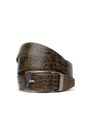 Marco Di Milano Riccardo Men's Rustic Olive Genuine Crocodile Belts (MDMB1050)