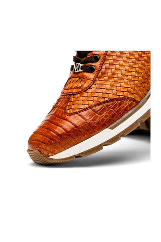 Marco Di Milano Roma Brandy Woven Calfskin / Genuine Caiman Crocodile Fashion Sneaker (MDM1106)