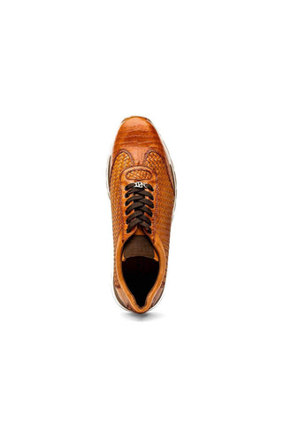 Marco Di Milano Roma Brandy Woven Calfskin / Genuine Caiman Crocodile Fashion Sneaker (MDM1106)