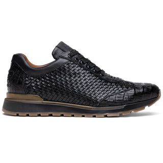 Marco Di Milano Roma Men's Shoes Woven Calfskin / Genuine Caiman Crocodile Fashion Sneaker (MDM1106)-AmbrogioShoes