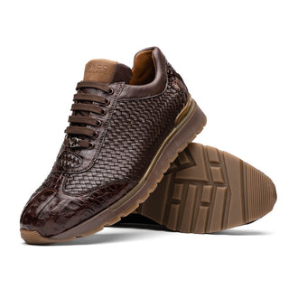 Marco Di Milano Roma Men's Shoes Woven Calfskin / Genuine Caiman Crocodile Fashion Sneaker (MDM1106)-AmbrogioShoes