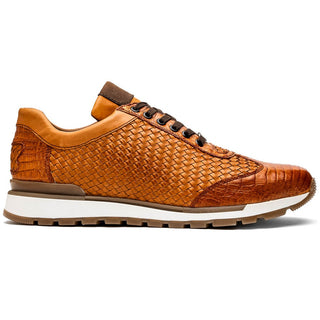 Marco Di Milano Roma Men's Shoes Woven Calfskin / Genuine Caiman Crocodile Fashion Sneaker (MDM1106)-AmbrogioShoes