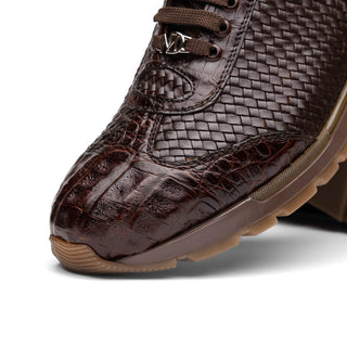 Marco Di Milano Roma Men's Shoes Woven Calfskin / Genuine Caiman Crocodile Fashion Sneaker (MDM1106)-AmbrogioShoes