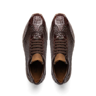 Marco Di Milano Roma Men's Shoes Woven Calfskin / Genuine Caiman Crocodile Fashion Sneaker (MDM1106)-AmbrogioShoes