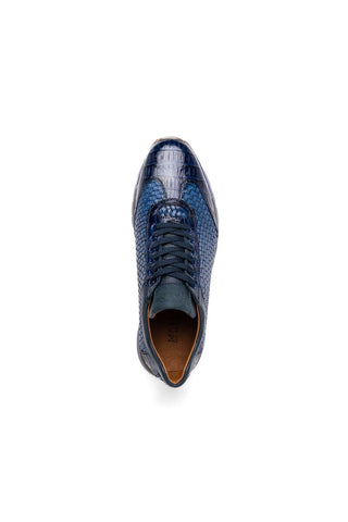 Marco Di Milano Roma Navy Woven Calfskin / Genuine Caiman Crocodile Fashion Sneaker (MDM1106)