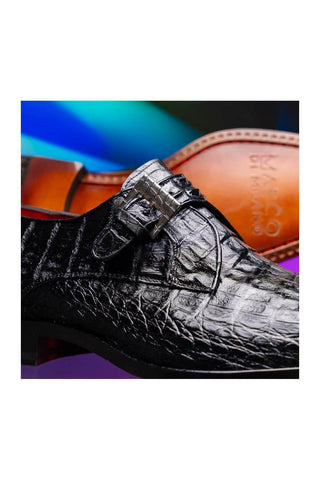 Marco Di Milano Rovigo Black Crocodile Single Monk Strap (MDM1126)