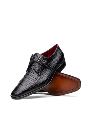 Marco Di Milano Rovigo Black Crocodile Single Monk Strap (MDM1126)