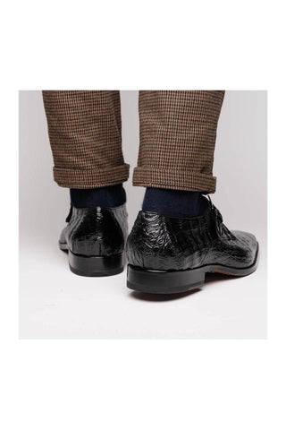 Marco Di Milano Rovigo Black Crocodile Single Monk Strap (MDM1126)