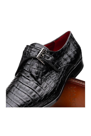 Marco Di Milano Rovigo Black Exotic Crocodile Single Monk Strap (MDM1126)