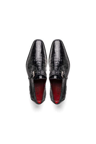 Marco Di Milano Rovigo Black Exotic Crocodile Single Monk Strap (MDM1126)